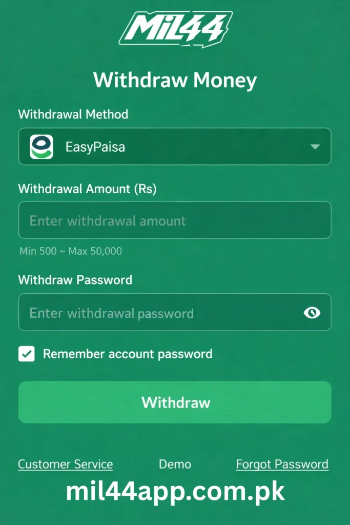 Mil44 Game Withdraw